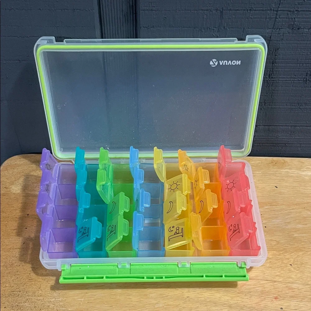 AUVON iMedassist Weekly Pill Organizer 4x Daily Moisture Proof Rainbow